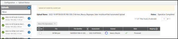 Uploaded Nexus Lifecycle data on the Upload Center page.